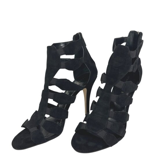 Ivanka Trump Marjory Black Open Toe Caged Booties - Marjory Stretch High-Heel 9M - Picture 7 of 12